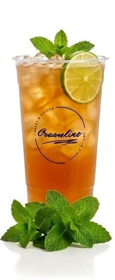 Mango Dragon Refresher im Creamline-Becher mit Limette und Minze